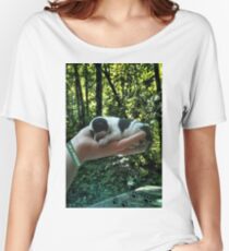 I LEFT FOOTPRINTS IN YOUR HEART EVEN WHILE IM SLEEPING>>LIFE IS PRECIOUS>>DOG -CANINE PICTURE AND OR CARD EC. Women's Relaxed Fit T-Shirt