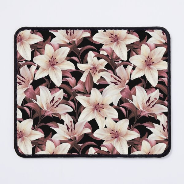 Item preview, Lilies on black. Floral pattern designed and sold by Gribanessa.