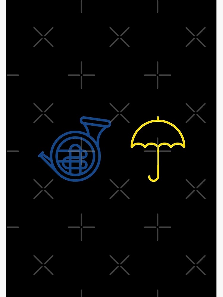 "Blue French Horn Vs. Yellow Umbrella" Spiral Notebook by meichi