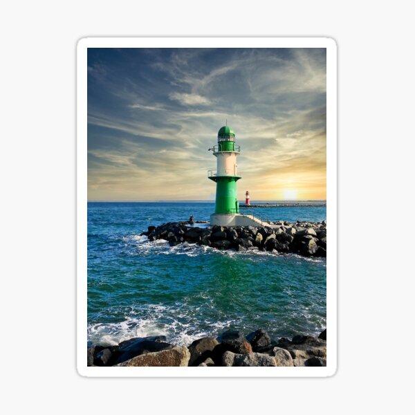 Leuchtturm im Sonnenuntergang Sticker