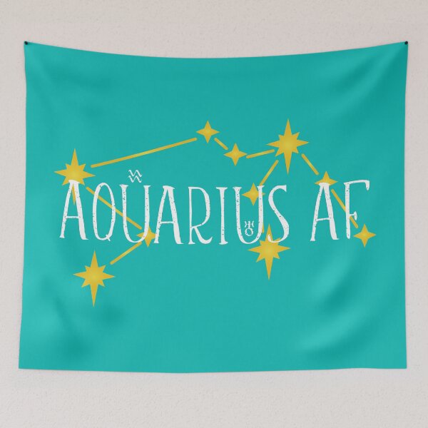 Item preview, AQUARIUS AF with constellation and astrological symbols for Aquarius & Uranus designed and sold by Happy Puppy Print On Demand.
