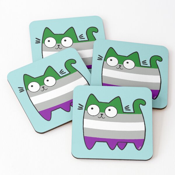 Item preview, Grey Aroace Pride Cat designed and sold by SamHoweMeow.
