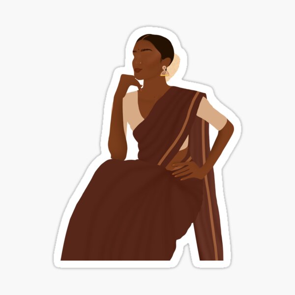 Item preview, Boho Minimal South Asian Woman Art / Desi, Indian Brown girl Art, Bohemian Wall Art, Home Decor /  designed and sold by AgniStickers.