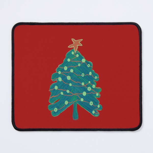 Item preview, Scribble Christmas tree (blue, green, orange, red background) designed and sold by MentaLee.