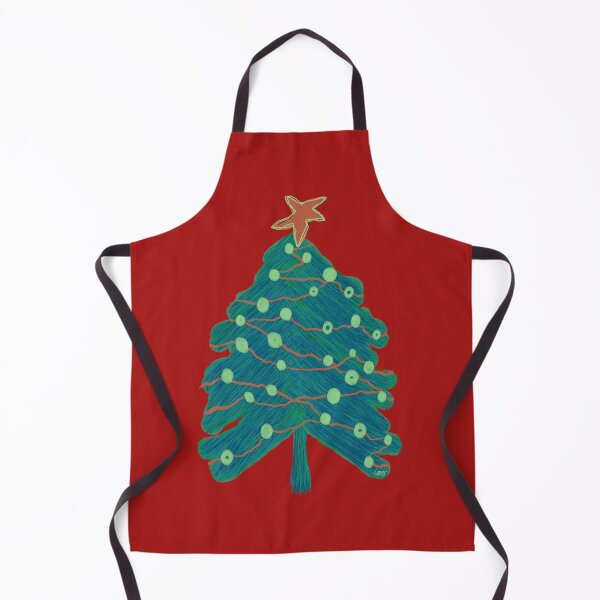 Item preview, Scribble Christmas tree (blue, green, orange, red background) designed and sold by MentaLee.