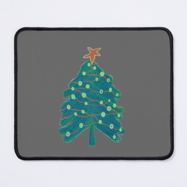 Item preview, Scribble Christmas tree (blue, green, orange gray background) designed and sold by MentaLee.