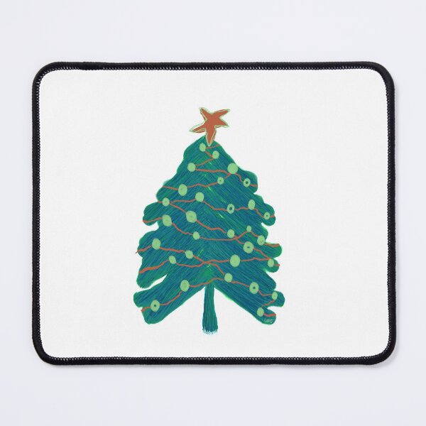 Item preview, Scribble Christmas tree (blue, green, orange white background) designed and sold by MentaLee.