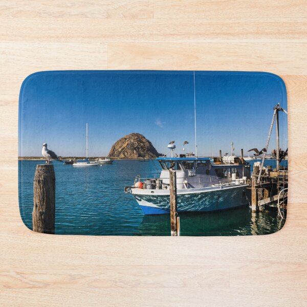 Item preview, Morro Bay Harbor, and the looming Morro Rock that dominates it, on California's Central Coast designed and sold by OrcaNature.
