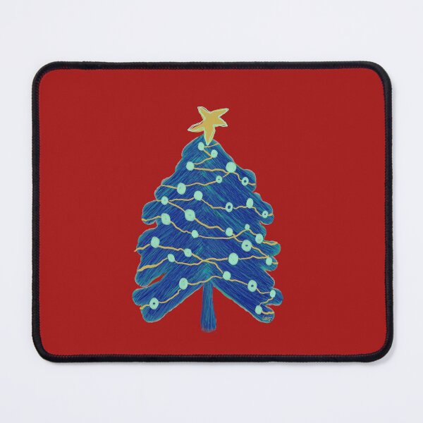 Item preview, Scribble Christmas tree (blue, yellow, red background) designed and sold by MentaLee.
