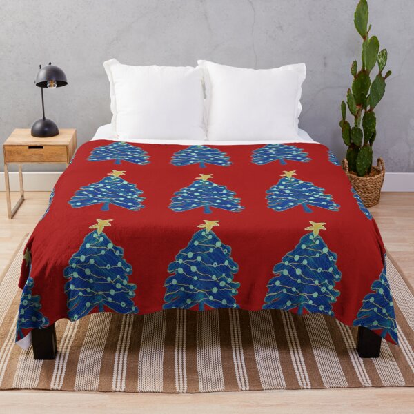 Item preview, Scribble Christmas tree (blue, yellow, red background) designed and sold by MentaLee.