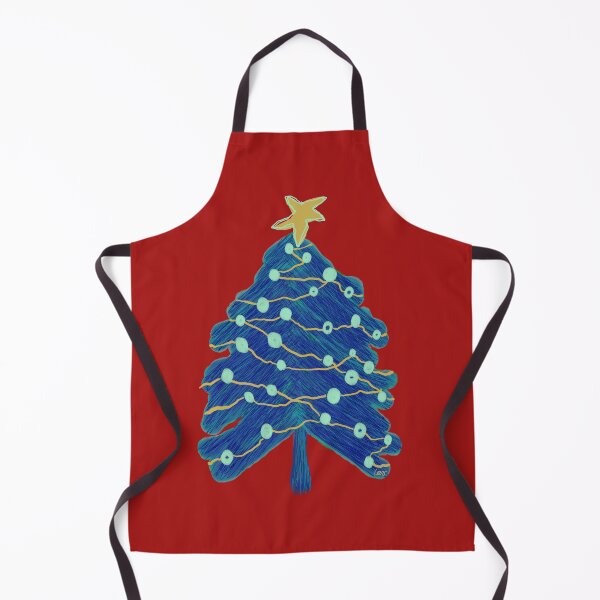 Item preview, Scribble Christmas tree (blue, yellow, red background) designed and sold by MentaLee.