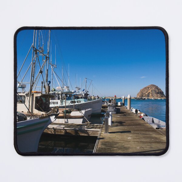 Item preview, Morro Bay Harbor, and the looming Morro Rock that dominates it, on California's Central Coast designed and sold by OrcaNature.