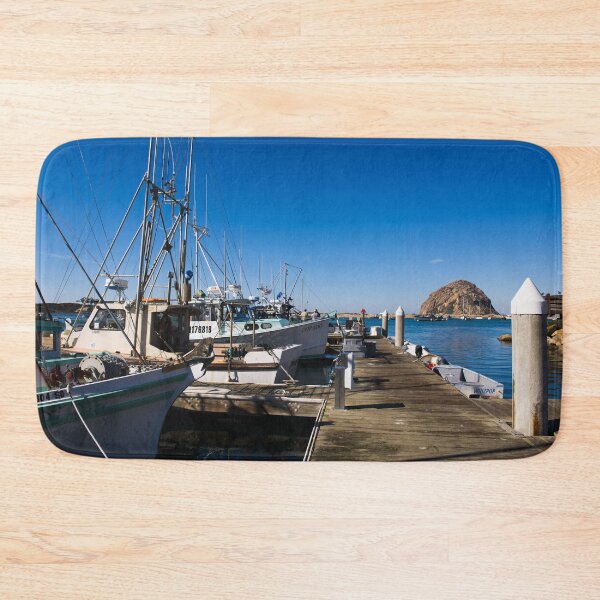 Item preview, Morro Bay Harbor, and the looming Morro Rock that dominates it, on California's Central Coast designed and sold by OrcaNature.