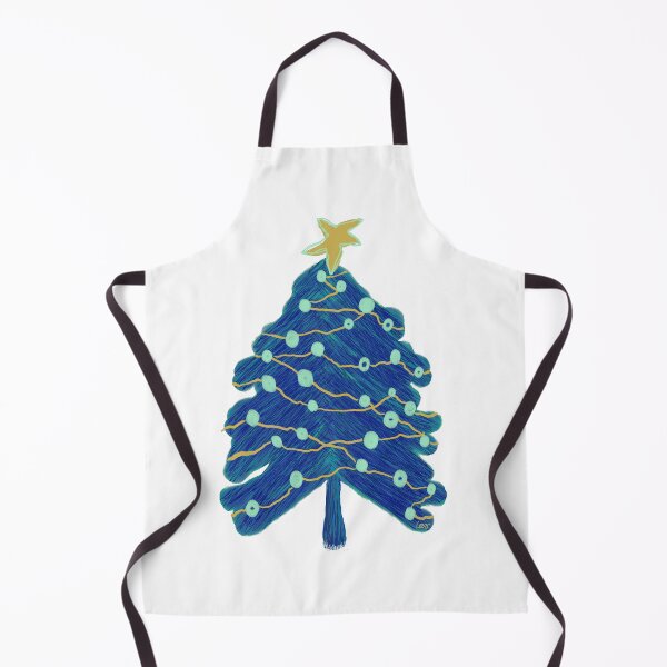 Item preview, Scribble Christmas tree (blue, yellow white background) designed and sold by MentaLee.