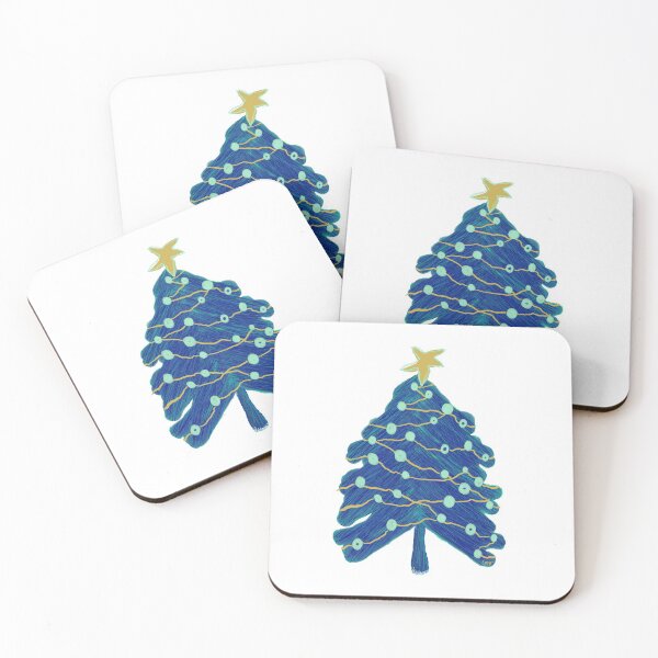 Item preview, Scribble Christmas tree (blue, yellow white background) designed and sold by MentaLee.