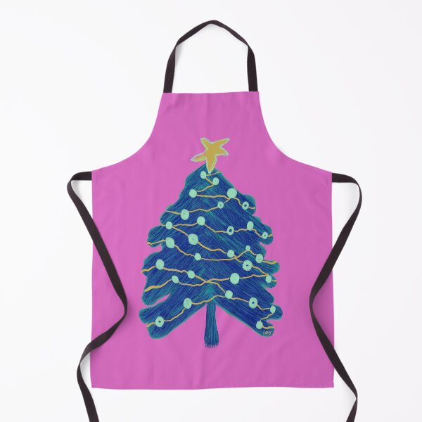Item preview, Scribble Christmas tree (blue, yellow, pink background) designed and sold by MentaLee.