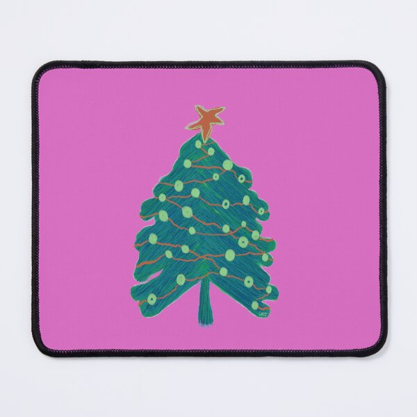 Item preview, Scribble Christmas tree (green, orange, blue, pink background) designed and sold by MentaLee.