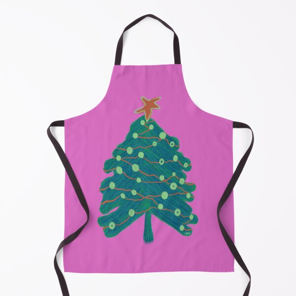 Item preview, Scribble Christmas tree (green, orange, blue, pink background) designed and sold by MentaLee.