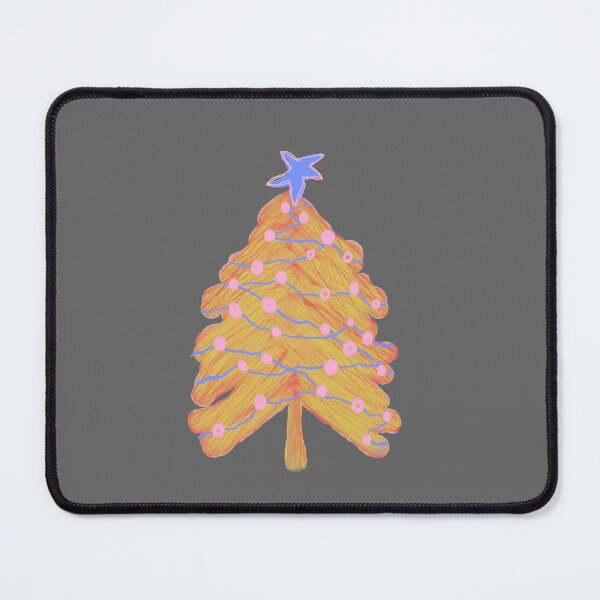 Item preview, Scribble Christmas tree (blue, yellow, orange pastel gray background) designed and sold by MentaLee.