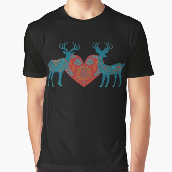 Cute Scandinavian Christmas Deer And Heart Design\