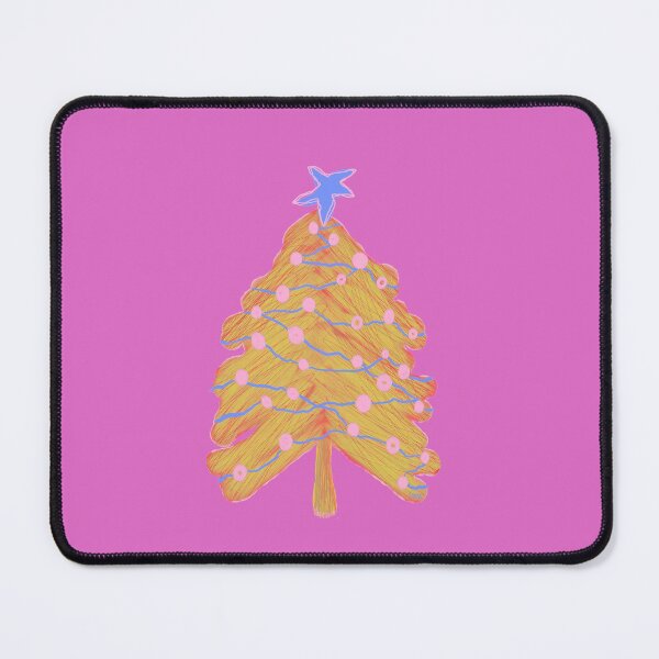 Item preview, Scribble Christmas tree (yellow, orange, blue, pink background) designed and sold by MentaLee.