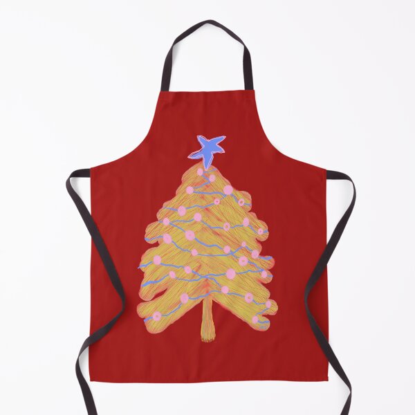 Item preview, Scribble Christmas tree (blue, yellow, orange, pastel, red background) designed and sold by MentaLee.