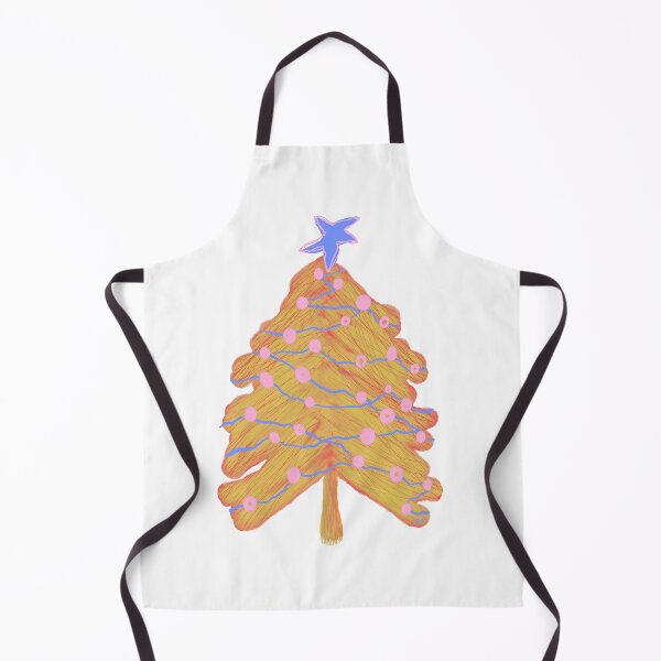 Item preview, Scribble Christmas tree (blue, yellow, orange, pastel, white background) designed and sold by MentaLee.