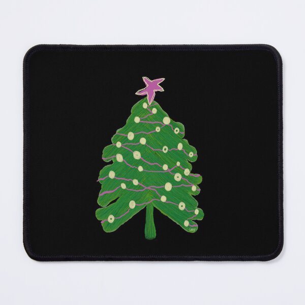 Item preview, Scribble Christmas tree (green, pink black background) designed and sold by MentaLee.