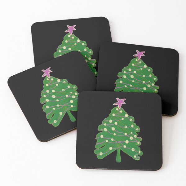Item preview, Scribble Christmas tree (green, pink black background) designed and sold by MentaLee.