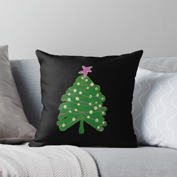 Item preview, Scribble Christmas tree (green, pink black background) designed and sold by MentaLee.