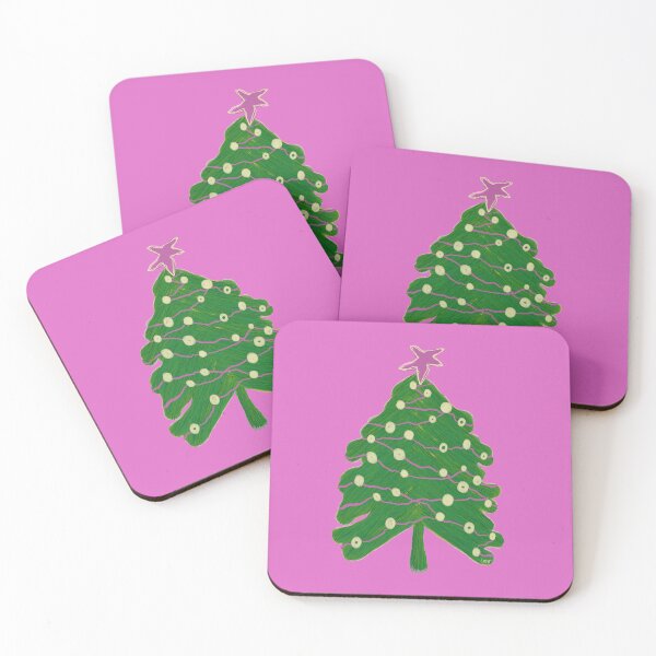 Item preview, Scribble Christmas tree (green, pink, pink background) designed and sold by MentaLee.