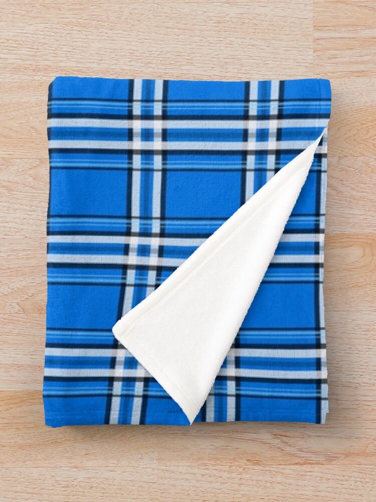 Thumbnail 3 of 6, Throw Blanket, Abstract tartan in the blue color designed and sold by Victoria Riabov.