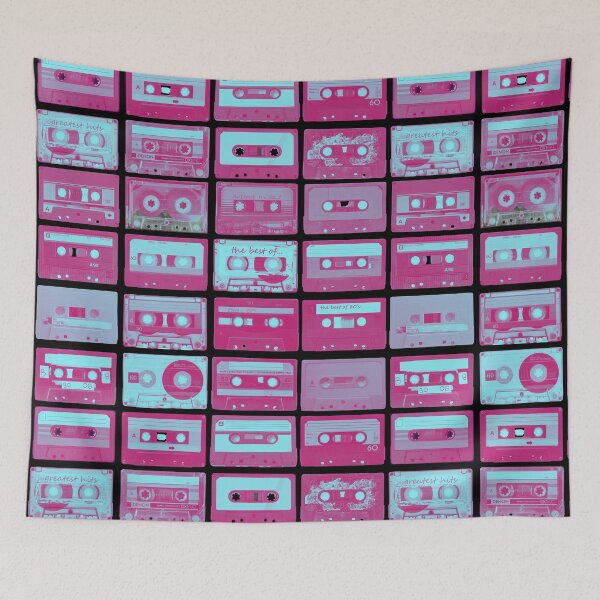 Item preview, Best Of 80's Retro Vintage Set Of Turquoise Pink Cassette Music Mixtapes  designed and sold by Vibbin4Life33.