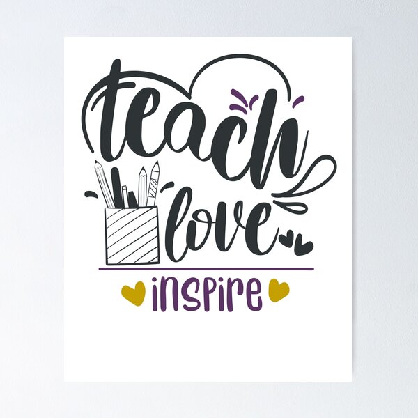 Teach Love Inspire straw topper teacher school