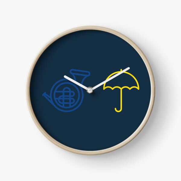 Blue French Horn Vs. Yellow Umbrella Clock