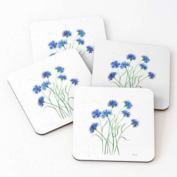 Item preview, Cornflowers Blue Wildflowers flowers watercolor designed and sold by Artbymonika.