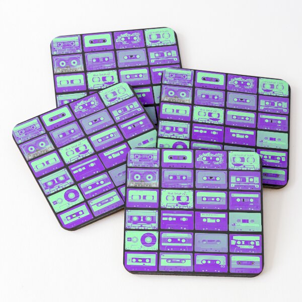 Item preview, Best Of 80's Retro Vintage Set Of Neon Green Purple Cassette Music Mixtapes  designed and sold by Vibbin4Life33.
