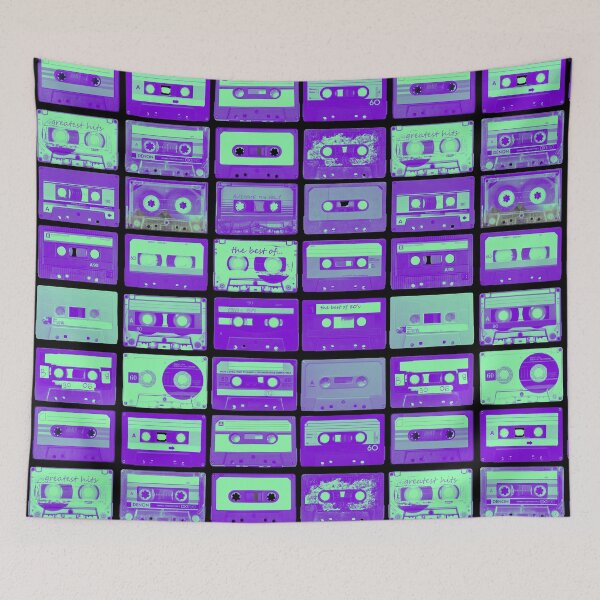 Item preview, Best Of 80's Retro Vintage Set Of Neon Green Purple Cassette Music Mixtapes  designed and sold by Vibbin4Life33.