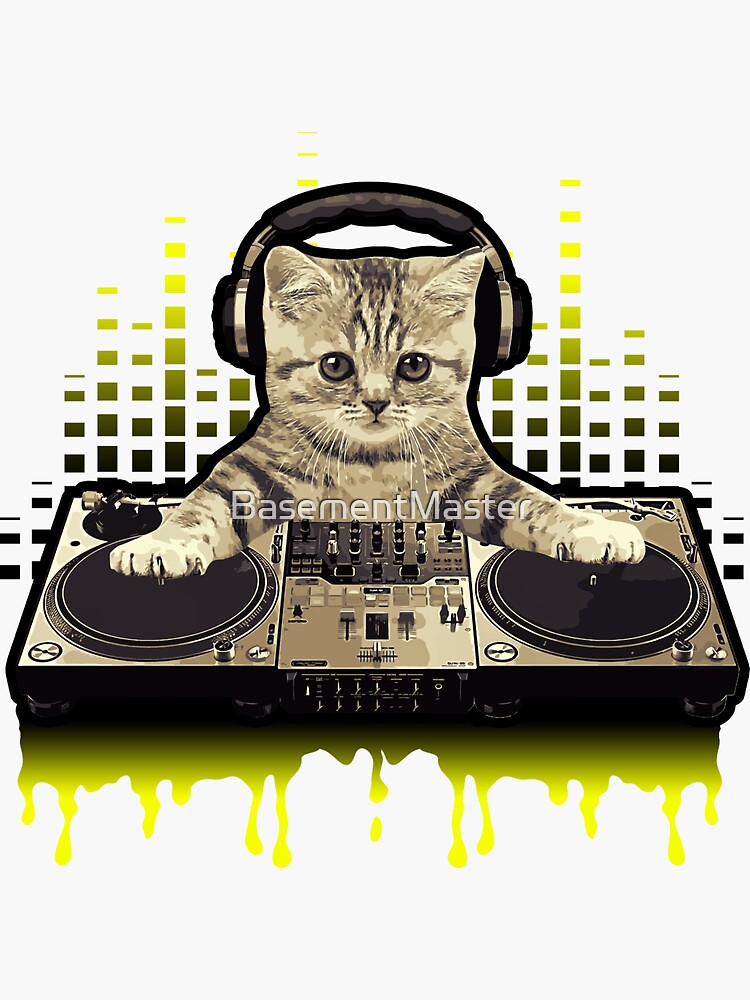 DJ cat with mixer' Sticker