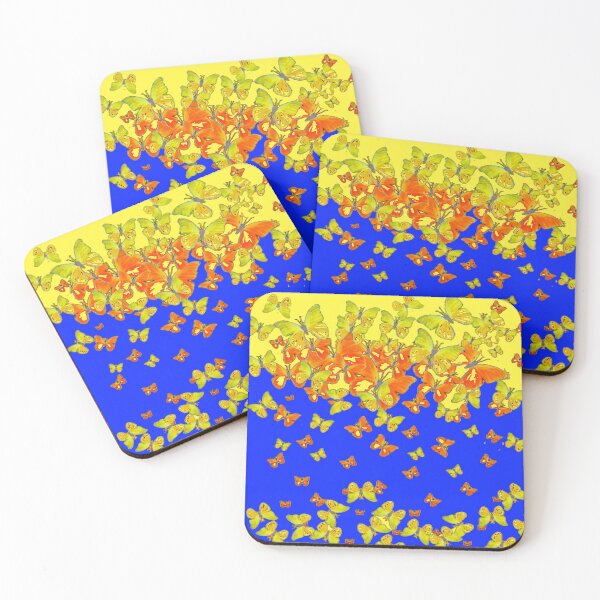Item preview, ASSORTED BUTTERFLIES FLYING BLUE-YELLOW ABSTRACT ART   designed and sold by sharlesart.
