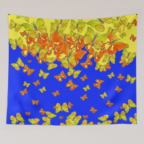 Item preview, ASSORTED BUTTERFLIES FLYING BLUE-YELLOW ABSTRACT ART   designed and sold by sharlesart.