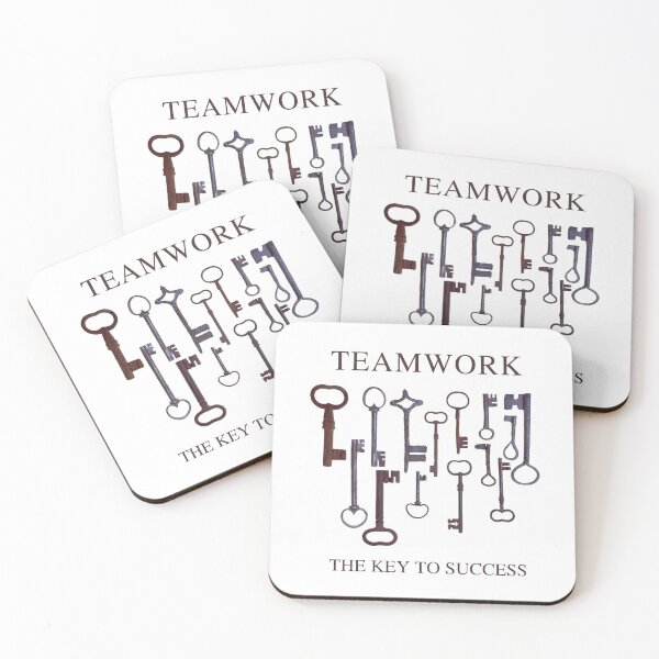 Item preview, TEAMWORK - The Key to Success - Antique / vintage keys - minimalist white designed and sold by Art4Motivation.