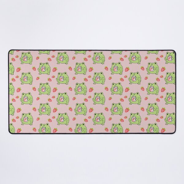 Cute Strawberry Milk Frog Desk Mat