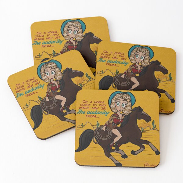 Item preview, "On a quest" cowgirl pin up (with quote) designed and sold by Thepinmeuptoons.