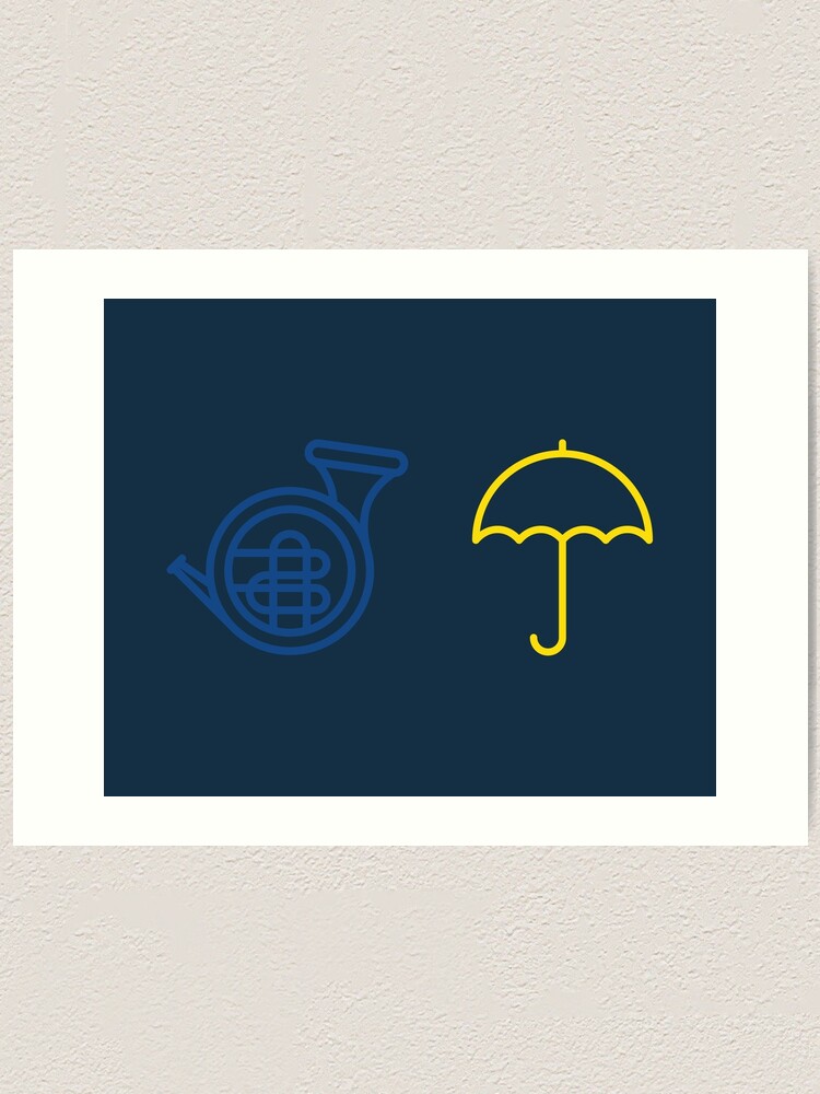 "Blue French Horn Vs. Yellow Umbrella" Art Print by meichi Redbubble