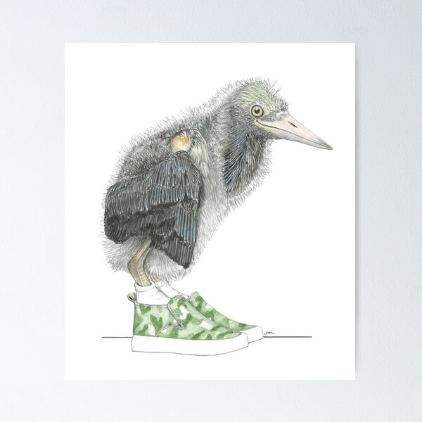 Item preview, Juvenile Green Heron in Camo Sneakers designed and sold by JimsBirds.