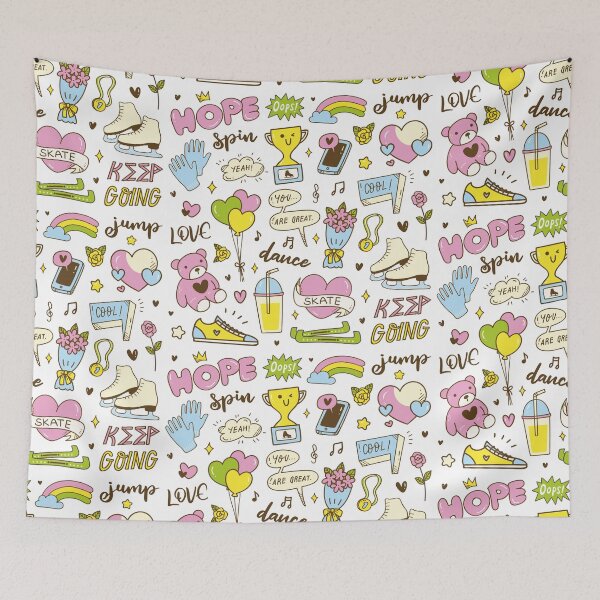 Item preview, Cute Figure Skating Doodles (White Background) designed and sold by TripleTriple.