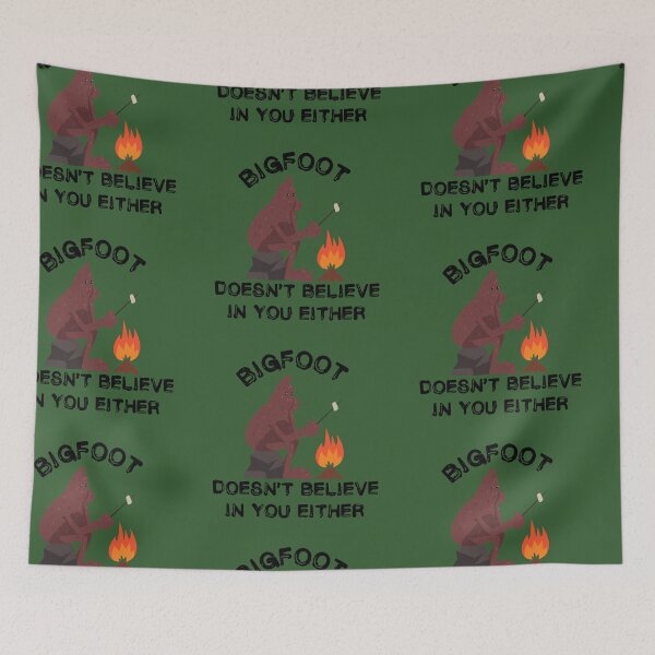 Item preview, Bigfoot Doesn't Believe In You Either Campfire In Green designed and sold by LuckyKermit.