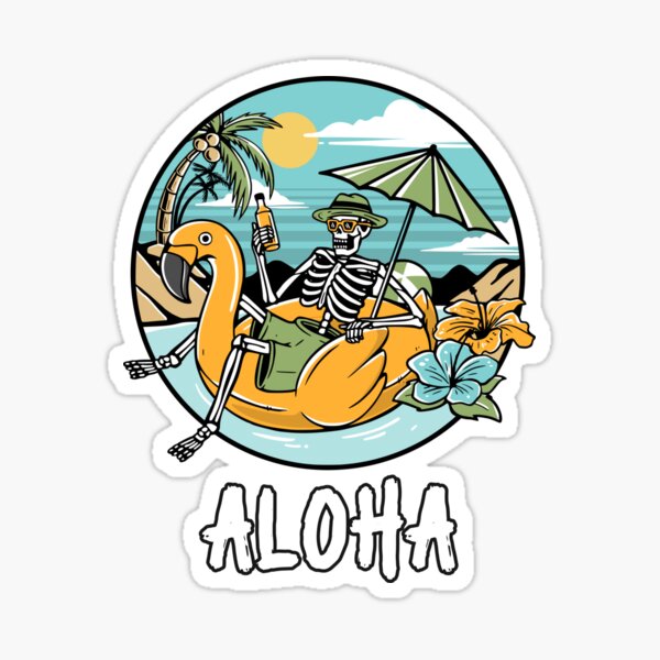 Item preview, Aloha Hawaii Relaxing Skeleton Sun Palm tree designed and sold by ComedyQuotes.
