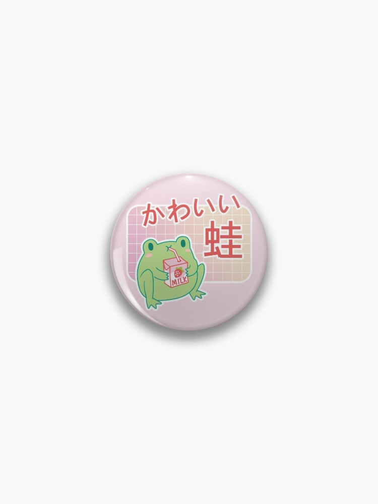 Cute Strawberry Milk Frog Frog Pin | Redbubble